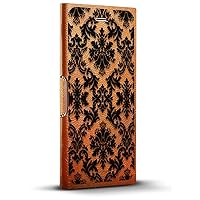 Black Ornament Cool Design iPhone X Leather Wallet Case - Tawny Brown