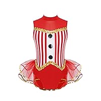 YiZYiF Kids Girls Jazz Dance Dress Sequin Stripe Leotard Halloween Performance Costume Circus Ringmaster Cosplay