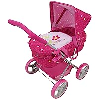 509 Crew Garden Doll Pram - Kids Pretend Play, Large Canopy, Storage Basket & Bassinet, Pram Folds for Easy Storage and Transportation, for Ages 3 and up