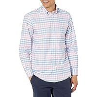 Men's Non-Iron Long Sleeve Button Down Stretch Oxford Sport Shirt, Multi Check