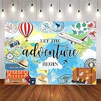 Avezano 7x5ft Adventure Awaits Backdrop Let The Adventure Begin World Map Photography Background Travel Theme Party Banner Decoration Supplies