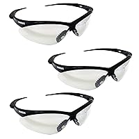 Nemesis Safety Glasses, Black Frame, Clear Lens, pack of 3