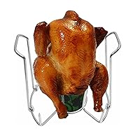 only fire Beer Can Chicken Holder for Grill and Smoker, Stainless Steel Beer Can Chicken Stand with Handle, Includes 4 Vegetable Spikes, Dishwasher Safe