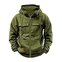 Men'S Hoodies Under 20 Deal of The Day Prime Today Only Clearance Men Tactical Sweatshirt Quarter Zip Cargo Pullover Hoodies Workout Gym Sports Hooded Tops Outdoor Running Shirt Jacket Green