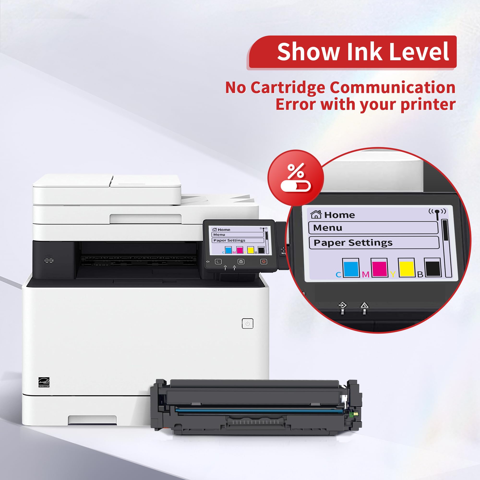 (Show Ink Level) 055 Toner Cartridge Set 055H High Capacity | Works with Canon Color ImageCLASS MF743Cdw Toner Cartridge,Canon Color ImageCLASS MF741Cdw,MF745Cdw,MF746Cdw,LBP664Cdw,LBP663Cdw Printer