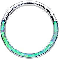 Body Candy 16G Steel Hinged Segment Ring Seamless Cartilage Nipple Color Synth Opal Wide Curve Nose Hoop 3/8