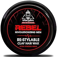 Rebel Hair styling clay Wax for Men strong hold- 100 Times Re-Styleable & matte finish with keratin (safe & natural) - 85 Gram