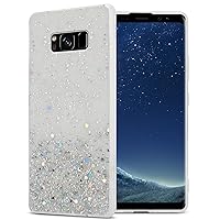 Case Compatible with Samsung Galaxy S8 in Transparent with Glitter - Protective TPU Silicone Cover with Sparkling Glitter - Ultra Slim Back Cover Case