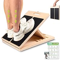 Slant Board for Calf Stretching, Adjustable Portable Wooden Incline Board for Calf Stretcher with Training Poster, 300 Lbs Weight Capacity Calf Stretch Wedge for Exercise, Squat & Physical Therapy