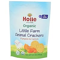Holle Organic Animal Crackers - Pumpkin & Carrot Baby Crackers - (6 Pack) - Organic Toddler Snacks for 1 Year Old & Up - Non-GMO, Unsweetened with No Synthetic Flavorings or Colors