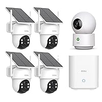 Solar Security Cameras Outdoor Wireless, 4 Cam-Kit, No Subscription 360° Indoor Security Camera, Baby Monitor