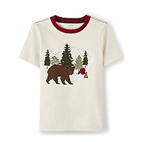 Gymboree Boys' and Toddler Fall and Holiday Embroidered Graphic Short Sleeve T-Shirts