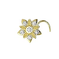 CZ Nose Rings Studs Nose Screw Sterling Silver Sunflower Nose Stud for Women Nostril Piercing Jewelry