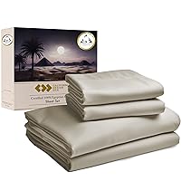 California Design Den Certified Luxury 100% Egyptian Cotton Sheets King Size Deep Pocket, 4 Piece Deep Pocket Sateen Cooling Sheets for Hot Sleepers, King Sheets Egyptian Cotton, Beige Sheets King