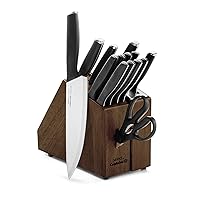 Select by Calphalon™ Self-Sharpening Knife Set with Block, Cutlery Set, 15-Piece, with SharpIN™ Self-Sharpening Knife Block, Dark Wood