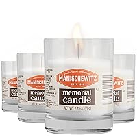 Manischewitz 24 Hour Candles, 1 Day Glass Yahrzeit Memorial Candles (4 Pack) | Burns Approximately 26 Hours, Good for Yizkor and Yom Kippur Holidays, Ner Neshama in Glass Tumbler