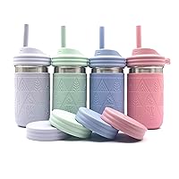 Elk and Friends14oz Stainless Steel Cups | Kids & Toddler Cups with Silicone Straws with Stopper | Spill proof cups for Kids | Smoothie Cups | Dishwasher Safe