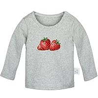 Fruit Strawberry Cute Novelty T Shirt, Infant Baby T-Shirts, Newborn Long Sleeves Graphic Tee Tops
