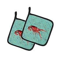 Caroline's Treasures 8461PTHD Crawfish Pair of Pot Holders Kitchen Heat Resistant Pot Holders Sets Oven Hot Pads for Cooking Baking BBQ, 7 1/2 x 7 1/2