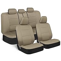 PolyPro Seat Covers Full Set in Solid Beige – Front and Rear Split Bench Seat , Easy to Install for Auto Trucks Van SUV Car
