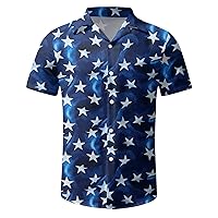 Patriotic Short Sleeve Button Up Shirts for Men Basic American Flag Shirts for Men for 4th of July and Summer