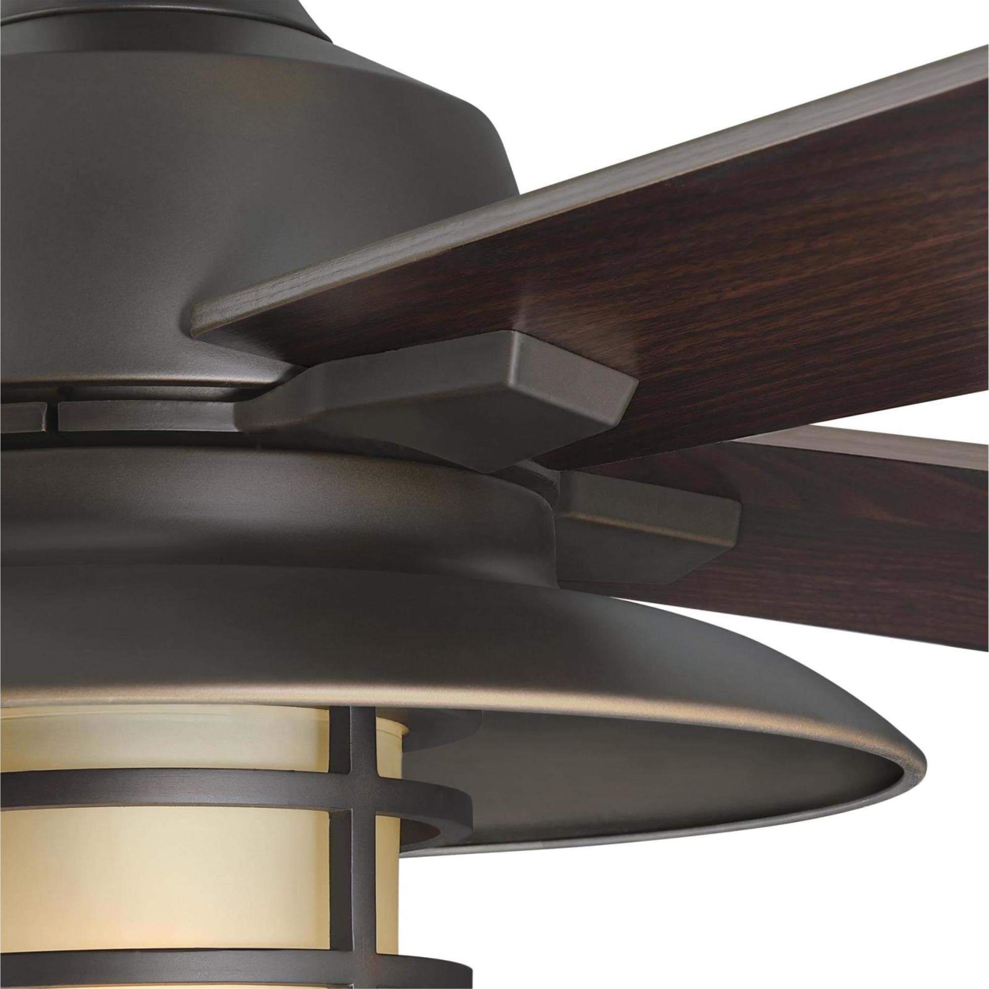 Westinghouse Lighting 74005B00 Porto, Smart WiFi Ceiling Fan Compatible with Amazon Alexa and Google Home with LED Light, Remote Control, 52 Inch, Black-Bronze Finish, Amber Frosted Glass