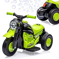 Bubble Car Kids Motorcycle, 6V Battery Powered Ride On Motorbike Toy w/LED Headlights, Music, Pedal, Forward/Reserve, 3 Wheels Electric Bubble Car for Kids 3 and Up Boys Girls, Green