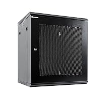 RackPath 12U Wall Mount Server Cabinet Network Rack Enclosure, Quiet Cooling Fan, Perforated Door, Black