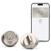 Level Lock+ Smart Lock Plus Apple Home Keys - Smart Deadbolt for Keyless Entry - Includes Key Fobs - Works with iOS, Android, Apple HomeKit (Satin Nickel)