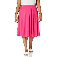 Star Vixen Women's Plus Size Ponte Midi Full Skater Skirt