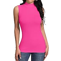 SHEIUGU Women’s Long Sleeve Sleeveless Mock Turtle Neck Tops Basic Stretchy Fitted Underwear Layer Tee Shirts
