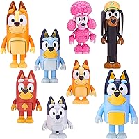 8 PCS Wolfs-Bluey Figures Toys Playset, Wolves-Bluey Action Figurines Family and Friends Set; Bingo, Bandit, Chilli, Coco, Snickers, Rusty and Muffin - Cake Toppers 2.5-3