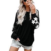 Blooming Jelly Womens Knit Pullover Sweaters Crewneck Long Sleeve Star Print Lightweight Cute Top