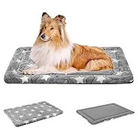 EMPSIGN Fancy Dog Bed Mat, Pet Bed Pad Reversible (Cool & Warm), Machine Washable Crate Pad, Pet Sleeping Mat for Small to XXX-Large Dogs, Grey, Star Pattern,XXL (48inch X30inch X1.1'')
