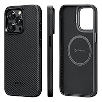 pitaka Protective Case for iPhone 15 Pro Max, 6.7 Inch, Military Grade Shockproof iPhone 15 Pro Max Phone Case, Compaitble with MagSafe [MagEZ Case Pro 4] 600D Aramid Fiber, Black/Grey (Twill)