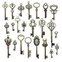 Youdiyla Vintage Skeleton Key in Antique Bronze Style - Set of 46pcs (HM107)