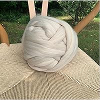 1000g/ball Thick Chunky Yarns Super Bulky Arm Knitting Wool Roving Knitted Blanket Hand Knit Spinning Crochet Sewing Wool Yarns (Color : Beige)