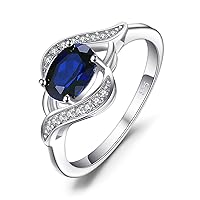 1ct Oval Created Blue Sapphire Rings for Women, 14K White Yellow Rose Gold Plated 925 Sterling Silver Ring for Girl, Fashion Gemstone Jewelry Sets Promise Rings