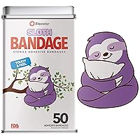 Bandages, Sloth Shaped Self Adhesive Bandage, Latex Free Sterile Wound Care, 50 Count