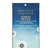 Pacifica Beauty, Stress Rehab Coconut & Caffeine Face Mask, Sheet Mask, De-Stress, Reduce Puffiness & Redness, For All Skin Types, Green Tea, Vegan