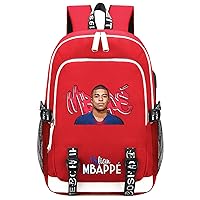 Kylian Mbappe Casual Daypacks Football Fans Bagpack Large Capacity Travel Bag with USB Charging/Headphone Port