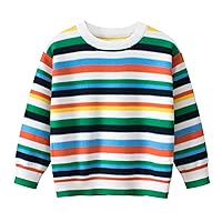 Autumn Winter Toddler Boys Girls Long Sleeve Color Stripe Casual Knitwear Tops Hoodie Pullover For Kids Clothes