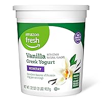 Amazon Fresh, Greek Nonfat Vanilla Yogurt, 32 Oz (Previously Happy Belly, Packaging May Vary)