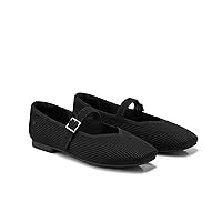 VIVAIA Margot Mary Jane Women Flat Shoes Slip on Washable Square-Toe Shoes Comfortable for Work with Arch Support Black
