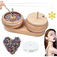 Wooden Bead Spinner Kit with Crystal Thread and 1000PCS Mixed Colored Beads Double Bowl Spinner with 2PC Beaded Needles String Set 2