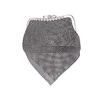 Women Silver Sparkly Diamante Crystal Satin Clutch Bag Evening Handbag