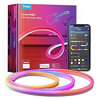 RGBIC Neon Rope Light, 16.4ft LED Strip Lights, Music Sync, DIY Design, Works with Alexa, Google Assistant, Neon Lights for Gaming Room Living Bedroom Wall Decor (Not Support 5G WiFi)