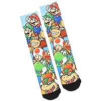 Bioworld Nintendo Super Mario Luigi Donkey Kong Yoshi Characters Sublimated Crew Socks One Size