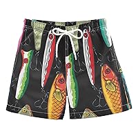 Colorful Fishing Lures Boys Swim Trunks Swim Beach Shorts Baby Kids Swimwear Board Shorts Swimming Essentials,2T