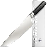 LEGEND COOKWARE Premium German Steel 8” Artisan Chef Knife - Fully Forged Full Tang Sharp Stainless Steel w/Black G10 Secure Grip Handle - Professional Chefs Kitchen Knives Gift Packaging w/Sheath